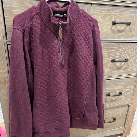 L.L.BEAN - Women's Quilted Quarter-Zip Pullover Deep Wine 2x - Picture 1 of 4